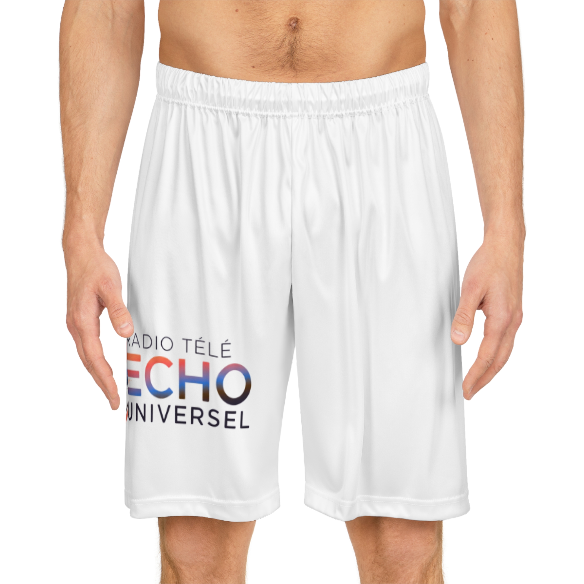 radio télé Écho universel basketball shorts | global wave graphic