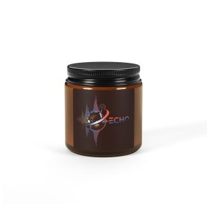 space echo logo candle soy wax amber jar