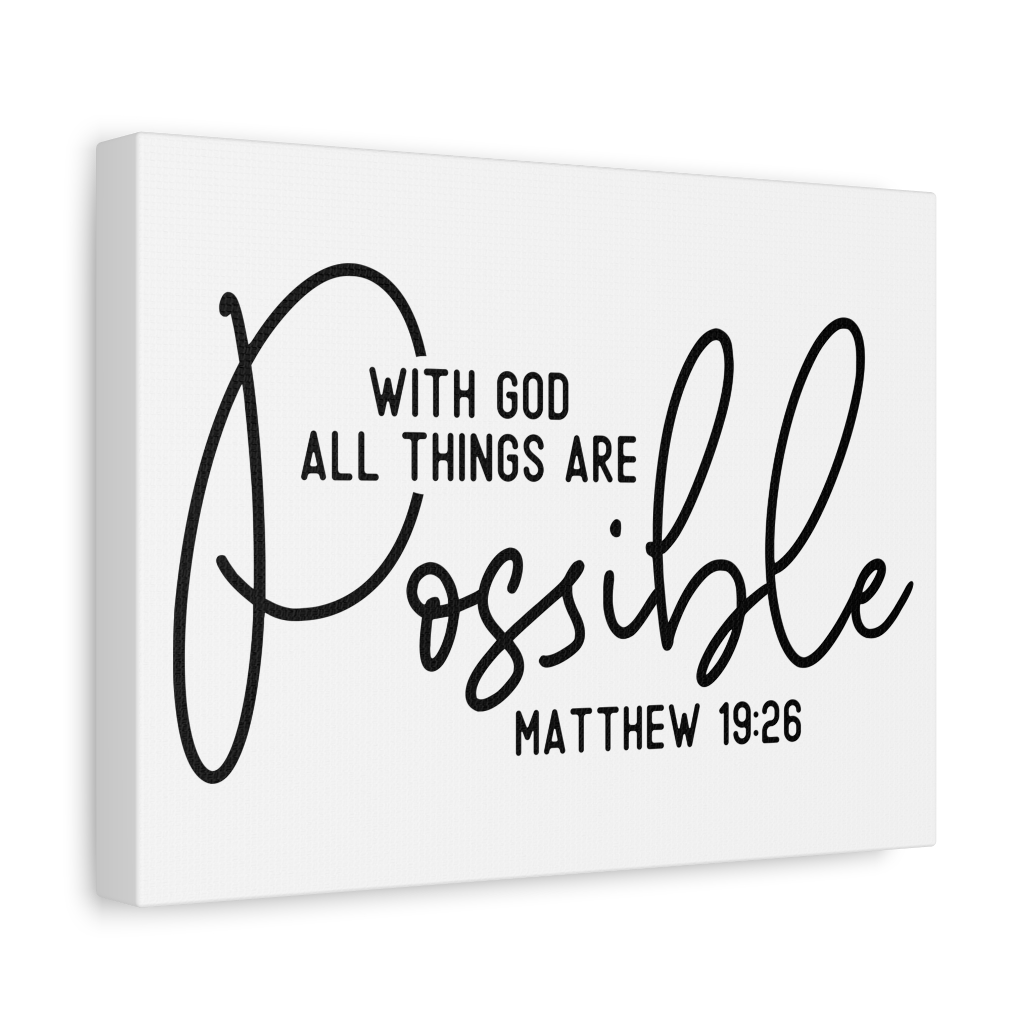 with god all things are possible – matthew 19:26 canvas wall art (12x9)