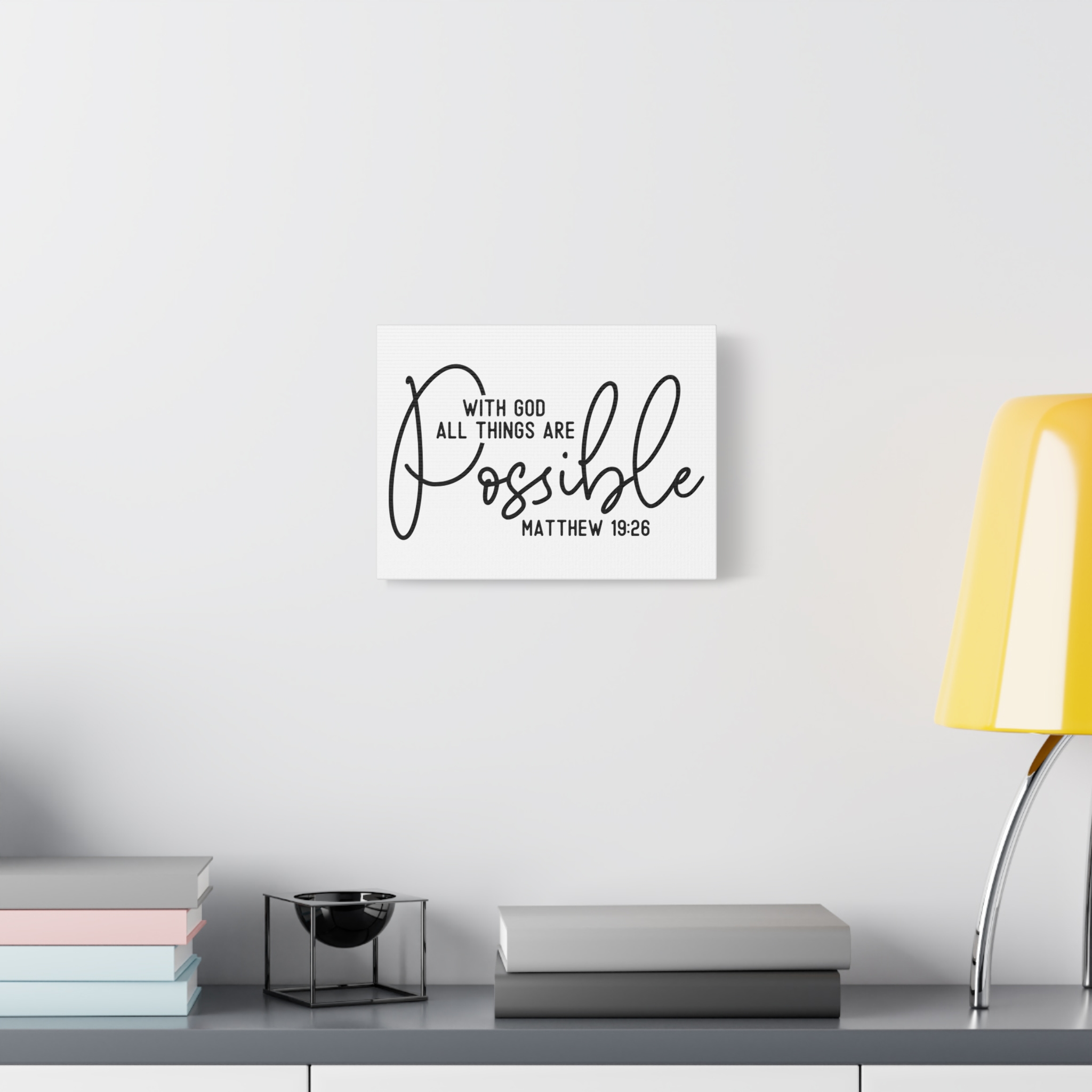 with god all things are possible – matthew 19:26 canvas wall art (12x9)