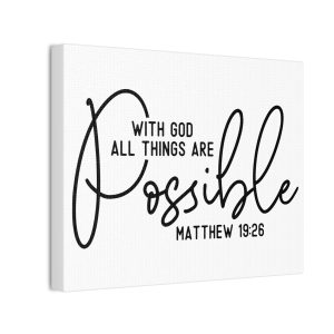 with god all things are possible canvas wall art – matthew 19:26 scripture print