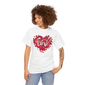 Love Heart T-Shirt – Red Rose Petal Heart Unisex Valentine Tee