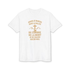 quand je marche dans la vallée t shirt | french psalm cross graphic