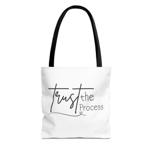trust the process canvas tote bag — inspirational script tote for everyday use