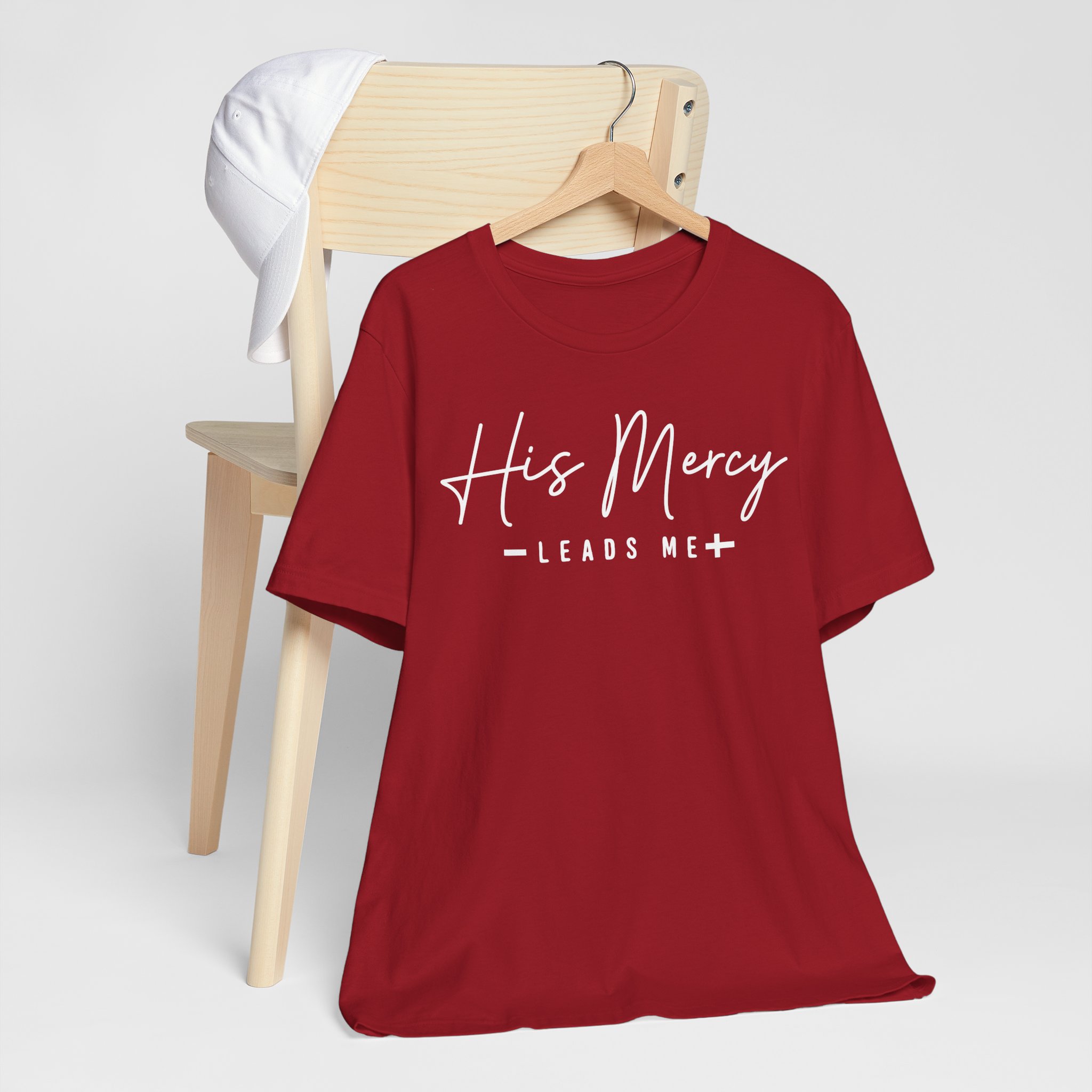 his mercy leads me christian tee — faith based short sleeve shirt