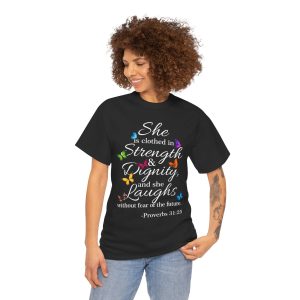 She Is Clothed in Strength and Dignity — Inspirational Faith Quote Design